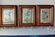 3 VTG Small Framed Miniature Print on Silk Made in N. Ireland Consort Pictures-DAMAGED 11X13.5 CMS