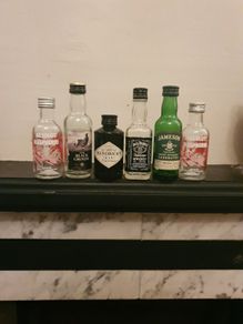 Spirit Bottles/Six Minature Glass Bottles x 6