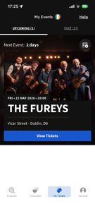 2 Tickets Fureys Vicar St tonight