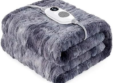 Warmrest Electric Blanket 1 to 10 Hours AutoOff Detachable Controller Machine Washable Grey