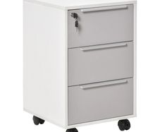3-Drawer Locking File Cabinet Mobile Chest of Drawers Side Table on Wheels for Home Office, Bedroom and Living room