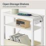 Narrow Side Table, Slim Bedside Table with Charging Station for Small Space, USB Ports and Power Outlet, 40 x 20 x 60 cm, for Living Room, White and Cream Image 3