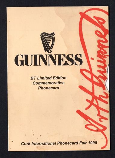 1995 Ireland Cork International Phonecard Fair 1995 at the Imperial Hotel Cork City with 5 unit Gunnies phone card (callcard).
