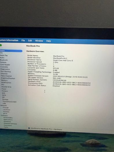MacBook Pro 13" 2020 i5/16GB/512SSD/521c