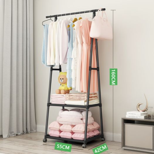 Clothes Rack with 2-Tier Storage Shelf for Shoes and Baskets