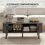 Coffee Table with Storage with Slatted Tambour Sliding Doors and Foot Pads Image 5
