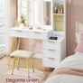 Led Dressing Table with Stool and Mirror, Dressing Table with Drawers, Cosmetic Table, 10x Magnifying Mirror, LED Lights, Jewellery Tray, Charging Station, 40 x 110 x 135 cm Image 2