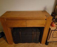 Heavy real wood hallway table with drawers