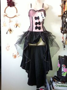 Sexy Pink and Black Moulin Rouge Fancy Dress Costume size 8-10