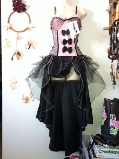 Sexy Pink and Black Moulin Rouge Fancy Dress Costume size 8-10