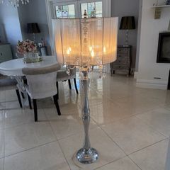 Modern Glam Crystal & Silver Thread Floor Lamp