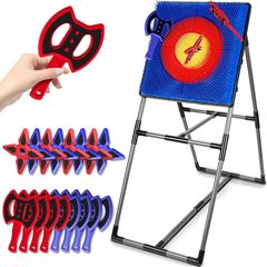 Axe Throwing Game for Backyard, Axe Throwing Target Set with 16 Throwing Axes Outdoor Games Indoor Carnival Yard Lawn Backyard Games for Age 6-12