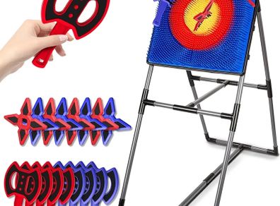 Axe Throwing Game for Backyard, Axe Throwing Target Set with 16 Throwing Axes Outdoor Games Indoor Carnival Yard Lawn Backyard Games for Age 6-12