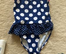 Navy polka dot swimsuit