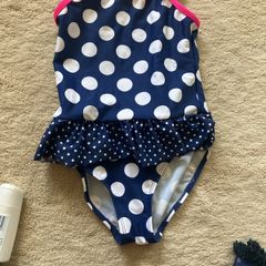 Navy polka dot swimsuit