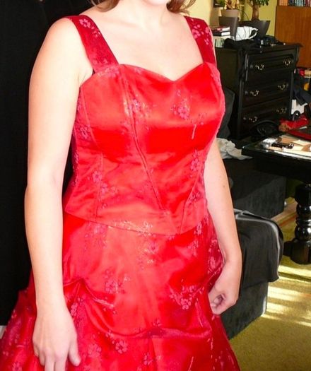 ball gown dress in vibrant red