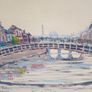 Oil Painting "Ha"penny Bridge Dublin". Frank Feld RHA.1986 Image 6