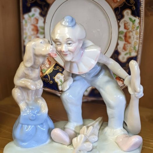 vintage ornament clown and his dog