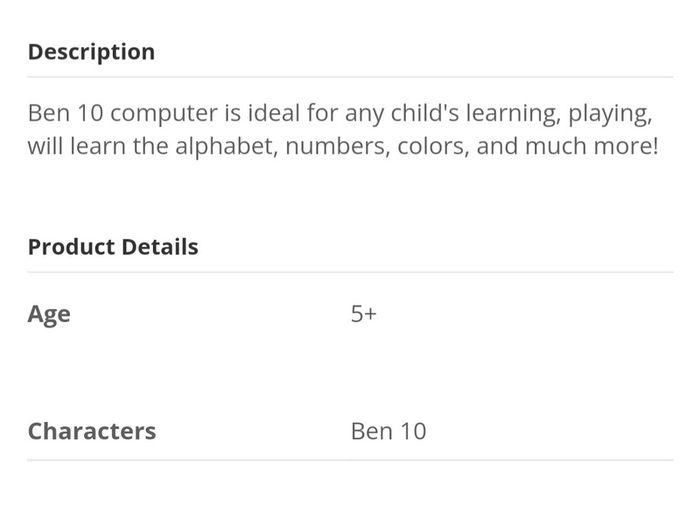 Ben 10 ; Educational Computer (294)  1