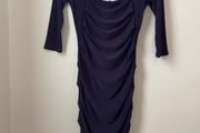 OSSIE CLARK Fabulous Purple Ruched Bodycon Dress Size 8!