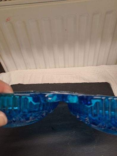 Vintage Turquoise Pressed Glass Twin Serving Dish
