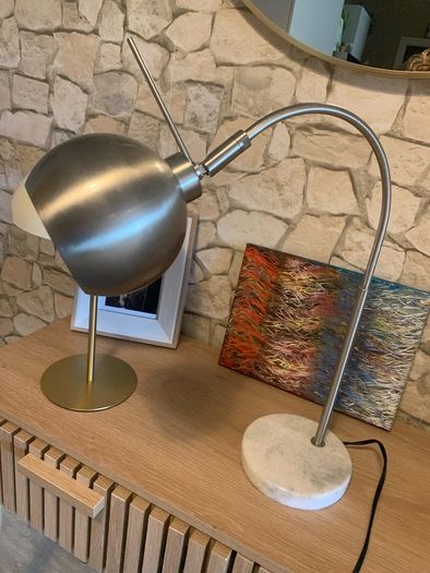 Brush nickel globe lamp with marble base
