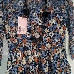 Stradivarius navy floral dress with pockets Sz M ( Fit 8-10UK)