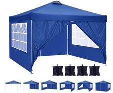 3 x 3 m Waterproof Popup Flat Gazebo with 4 Side Panels