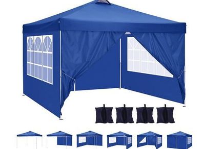 3 x 3 m Waterproof Popup Flat Gazebo with 4 Side Panels