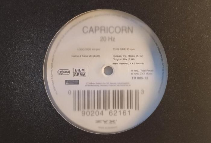Capricorn - 20 Hz - ZYX Total Recall Records - Early 90s TRIBAL HOUSE CLASSIC!