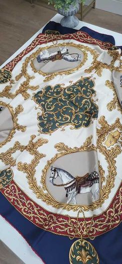 Vintage Ostinelli 100% Silk Made in Italy Equestrian Theme Scarf