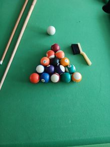 Pool table with cues and balls