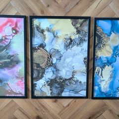 Set of 3 Large Abstract Art Prints, Framed (IKEA FISKBO) - 53x73cm