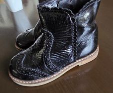 Girls black patent ankle boots Next