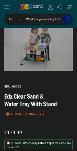 Sand and Water Tuff Tray and Stand Suitable for Preschool