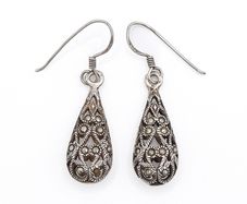 925 Vintage Sterling Silver And Marcasite Earrings