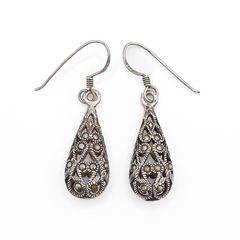 925 Vintage Sterling Silver And Marcasite Earrings