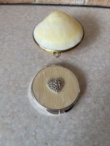 Clamshell Trinket Jewelry Box/Purse  & Roynd Picket compact dual mirror