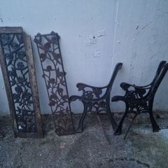 matching garden bench cast iron + backs.
