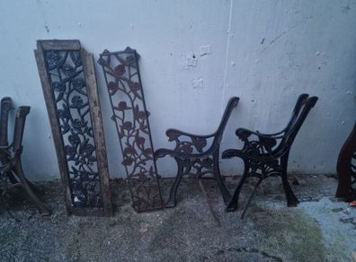 matching garden bench cast iron + backs.