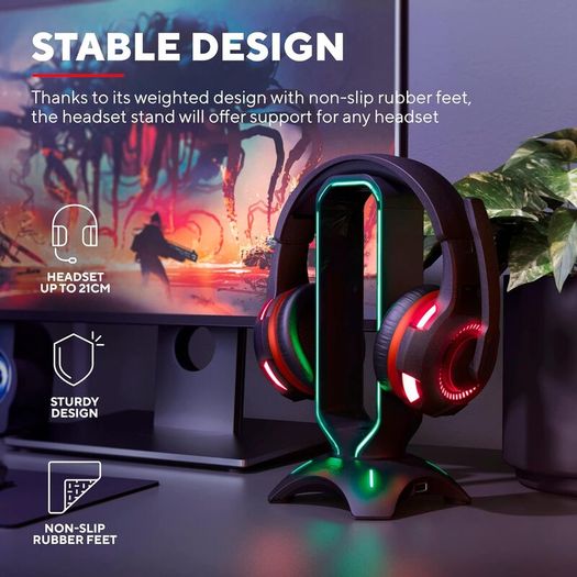 Headset STAND - RGB Gaming USB ports - Universal Fit - 1.5m Cable - xbox PC sony playstation ps5 etc BRAND NEW - LED