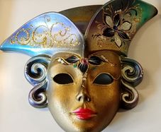 Vintage Venetian Hand Painted Wall Hanging Carnival Mask.
