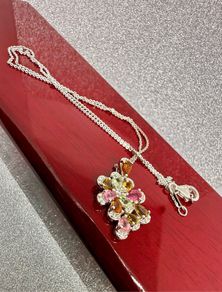 Multi-Tourmaline & White Zircon Pendant with Chain