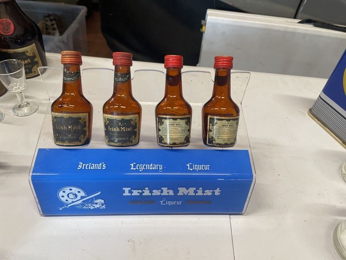 Vintage Irish mist liqueur mini bottle display
