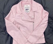 Beautifully soft Pink Leather Biker Jacket - Age 11-12
