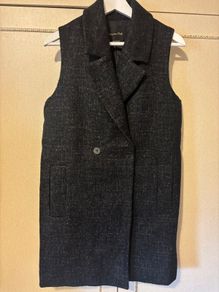 Massimo Dutti Sleeveless Tweed Grey Fleck Gilet- Size S - Single Button - Excellent Condition