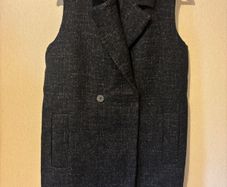 Massimo Dutti Sleeveless Tweed Grey Fleck Gilet- Size S - Single Button - Excellent Condition