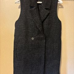 Massimo Dutti Sleeveless Tweed Grey Fleck Gilet- Size S - Single Button - Excellent Condition