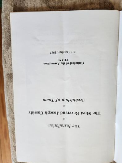 Archbishop Joseph Cassidy. 2 X Booklets. I X His Installation  And The Other His Ordination To The Episcopate. See Photos For Details.