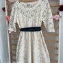 dress cream lace dress with navy tie belt diesel brand size large Image 5